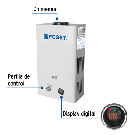 Calentador instantaneo 6L 1 servicio gas natural FOSET