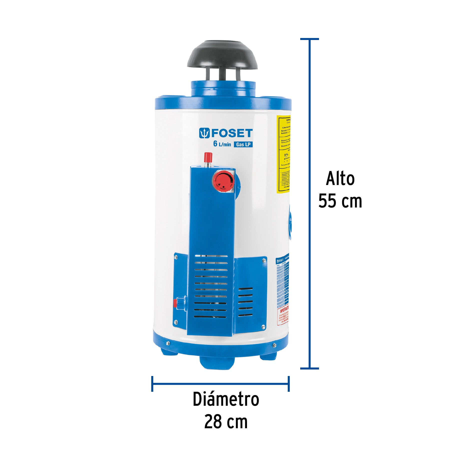 Calentador de paso, rápida recup, 6L, 1 serv, gas nat, FOSET