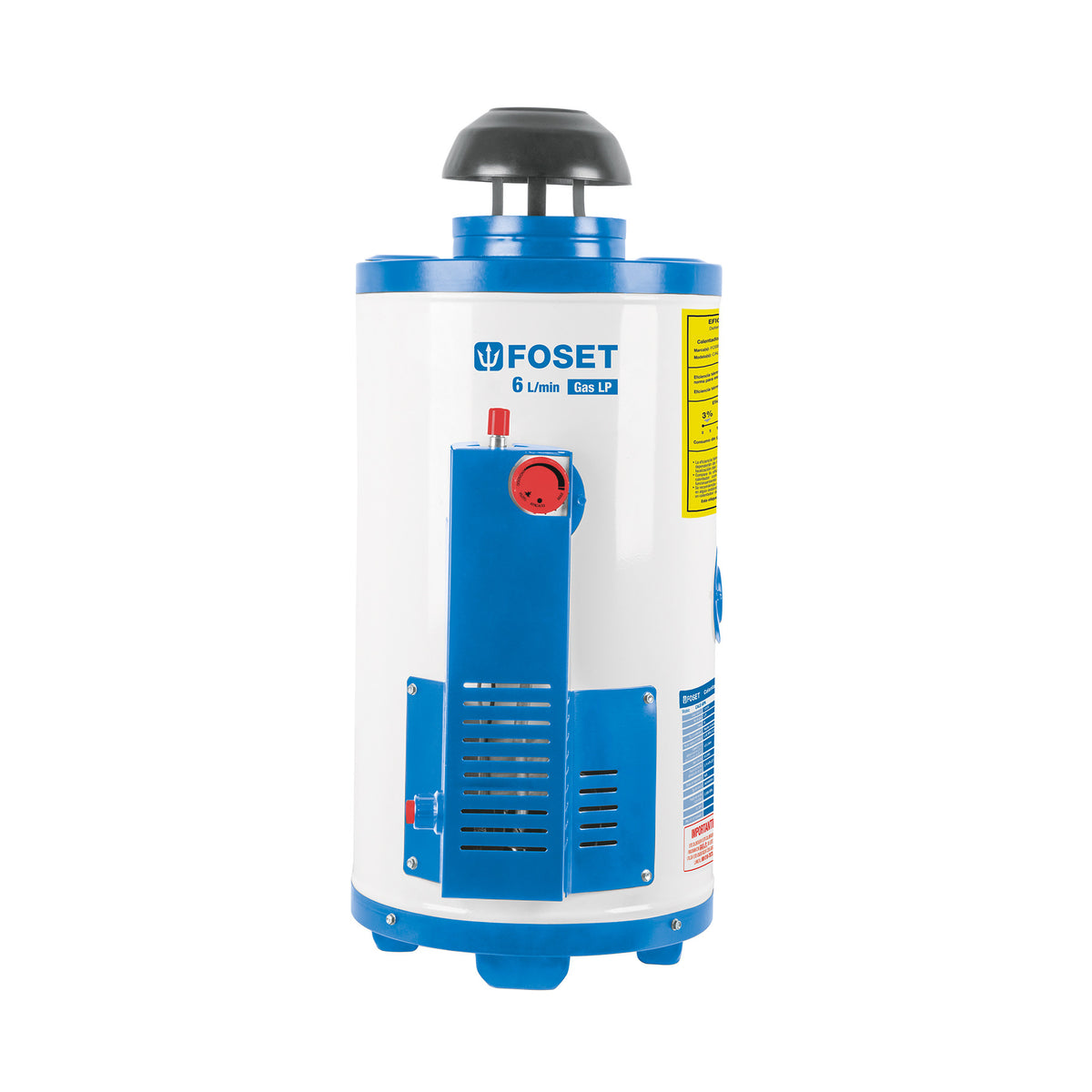 Calentador de paso, rápida recup, 6L, 1 serv, gas nat, FOSET