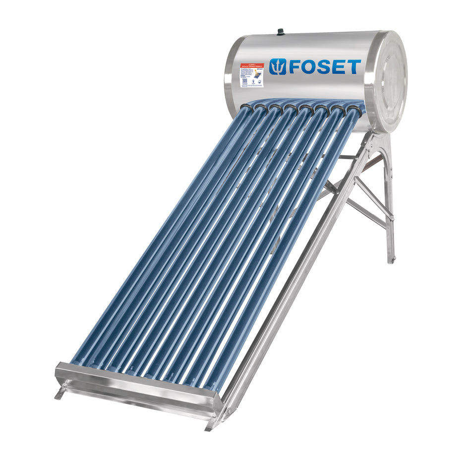 Calentador solar de agua, 8 tubos, 94L, 2 personas, FOSET