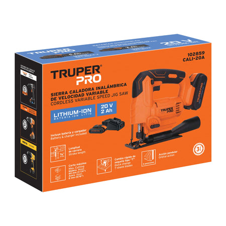 Sierra caladora 20V 1 bateria 2Ah TRUPER PRO