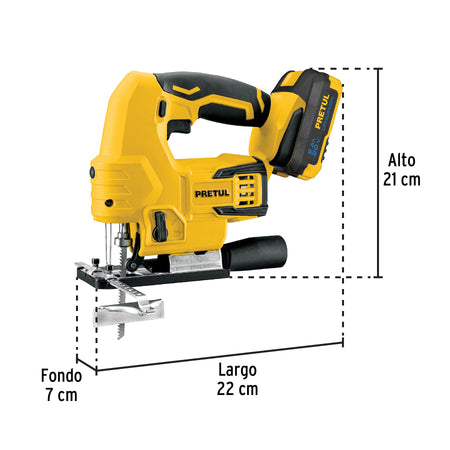 Sierra caladora 20V 1 bateria 2Ah PRETUL