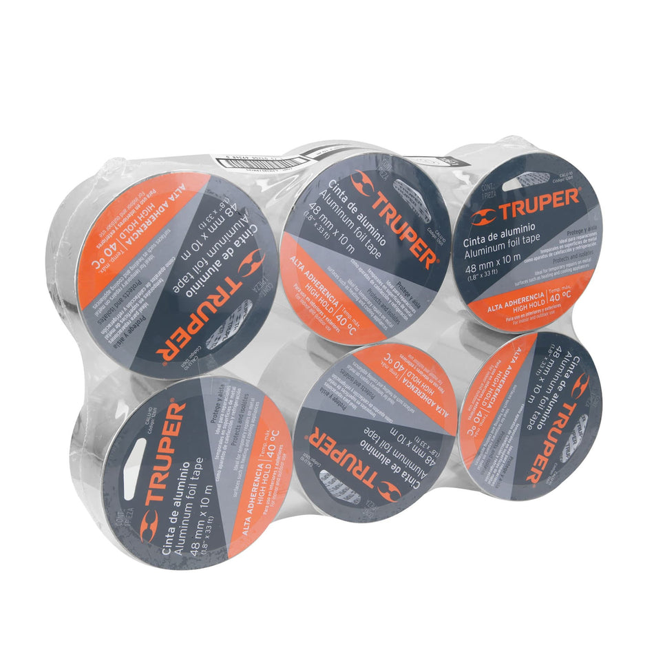 Cinta de aluminio de 48 mm x 10 m, Truper 48 mm, 10 m