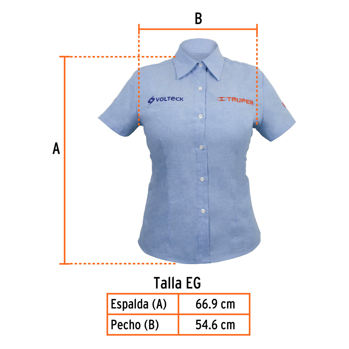 Camisa manga corta para mujer, blanca, EG, Truper
