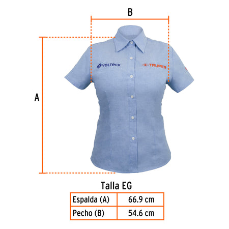 Camisa manga corta para mujer, blanca, EG, Truper