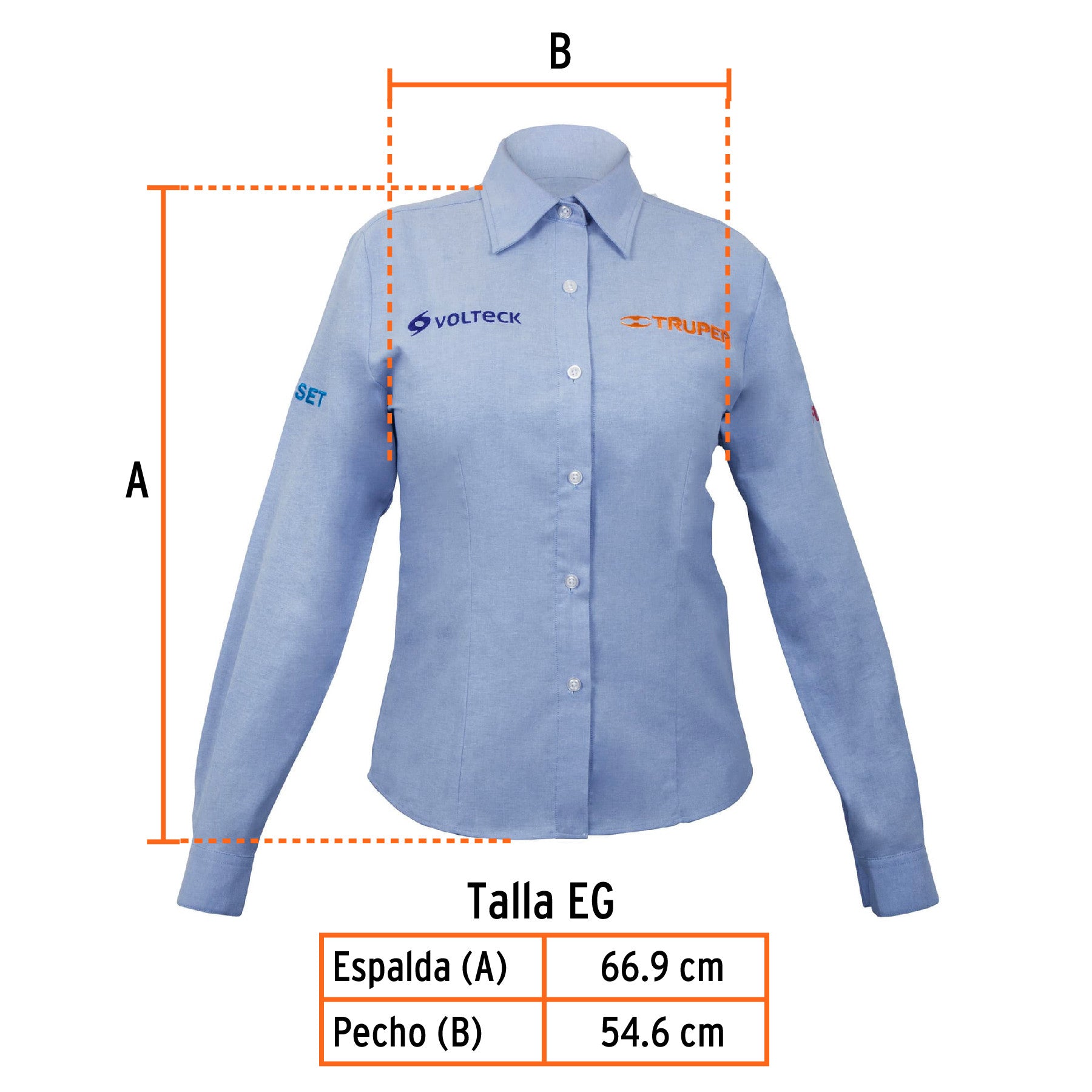 Camisa manga larga para mujer, blanca, EG, Truper