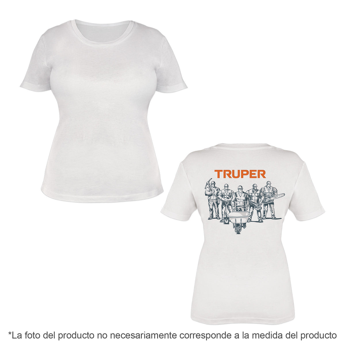 Playera cuello redondo para mujer blanca M Truper
