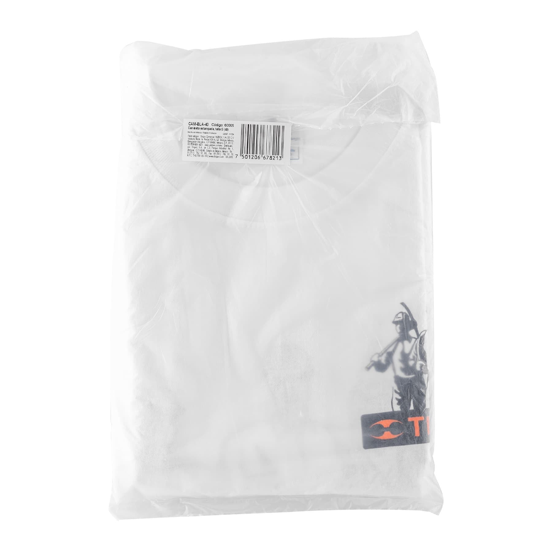 Playera cuello redondo para hombre, blanca, G, Volteck