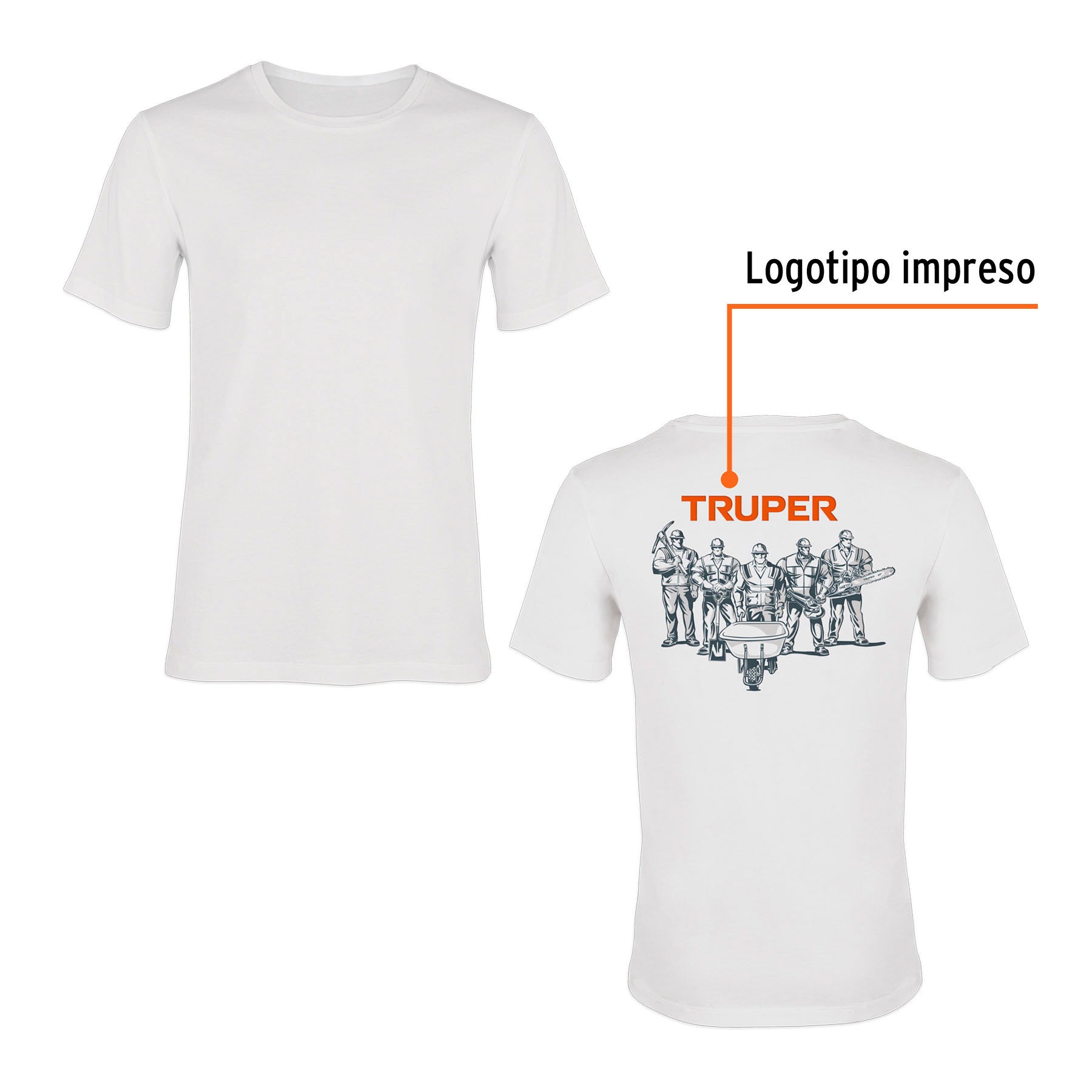 Playera cuello redondo para hombre, blanca, G, Volteck