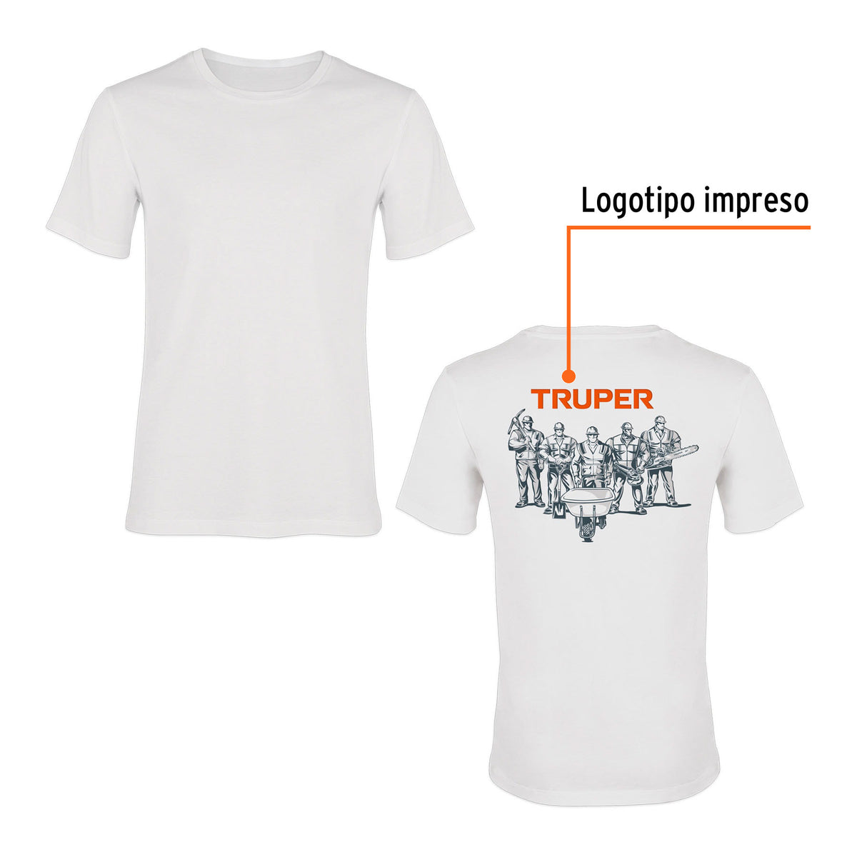 Playera cuello redondo para hombre, blanca, EG, Volteck