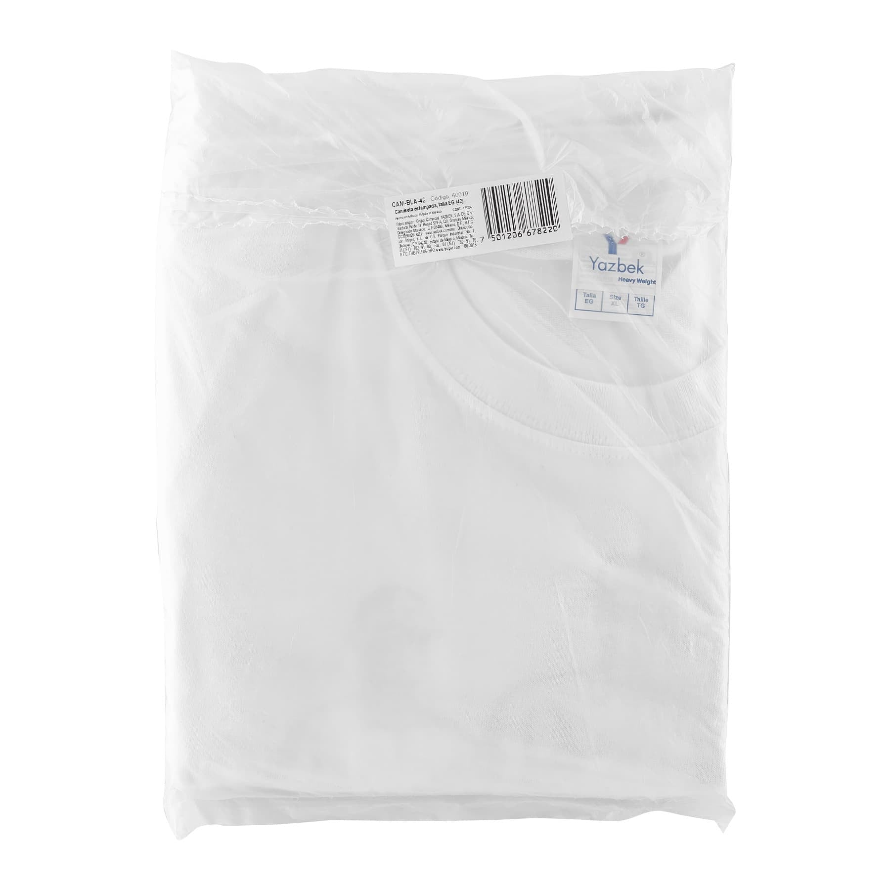 Playera cuello redondo para hombre, blanca, EG, Volteck