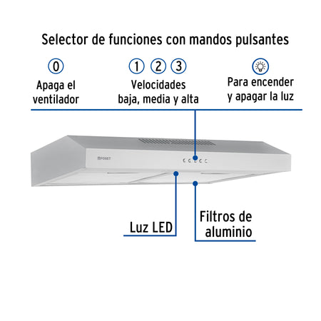 Campana extractora empotrable acero inoxidable FOSET 60 cm