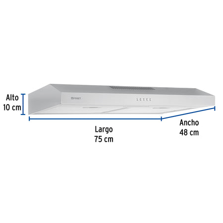 Campana extractora empotrable acero inoxidable FOSET 75 cm