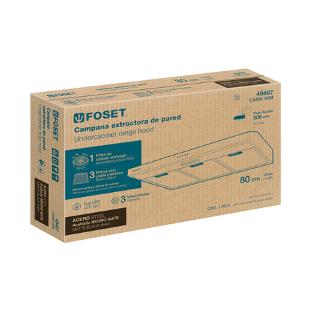 Campana extractora empotrable acero inoxidable FOSET 80 cm