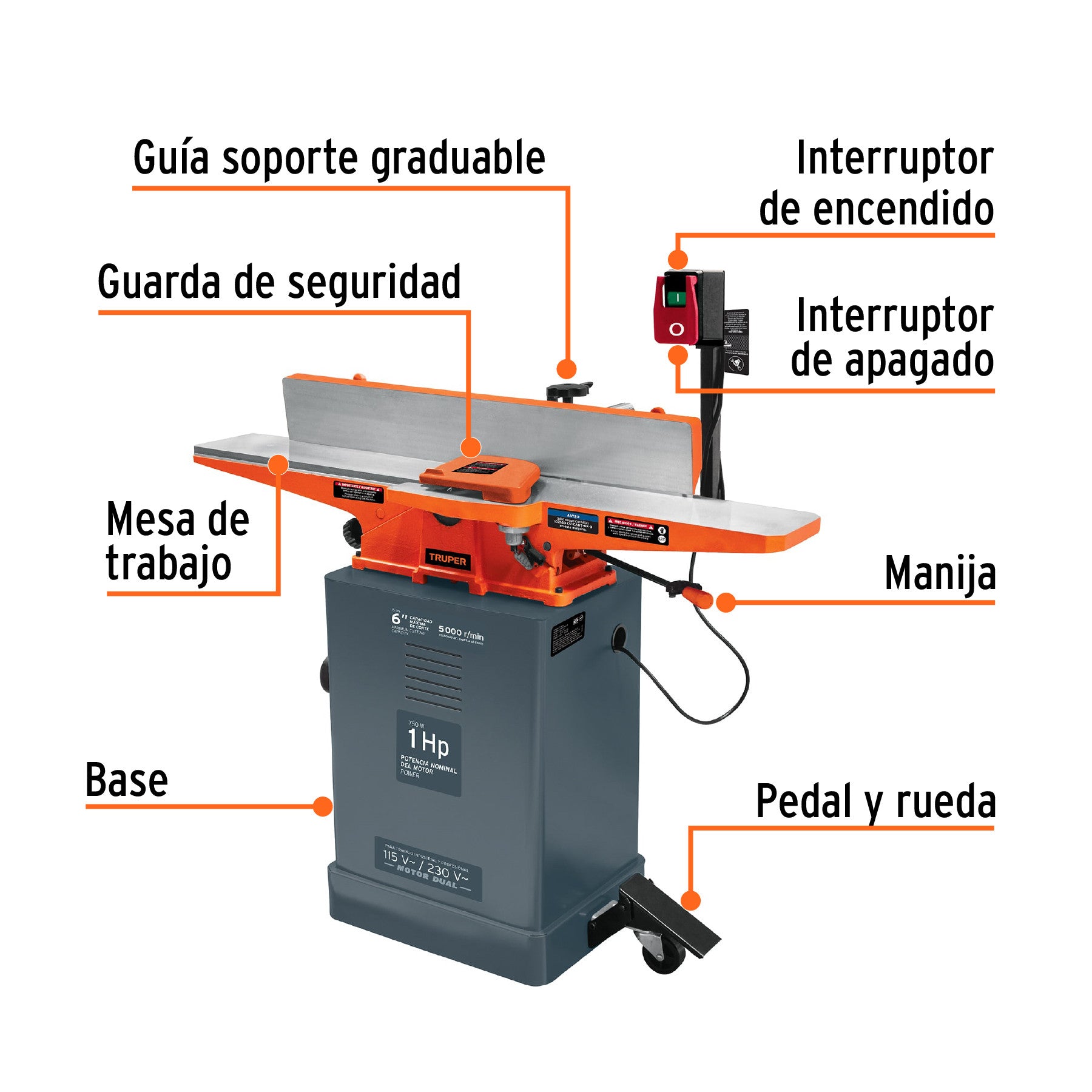 Canteadora de piso 6" 1 HP (750 W) Truper