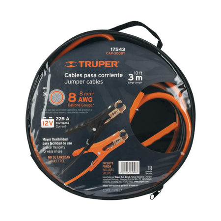 Cables pasa corriente 3 m 225 A 8 AWG con funda Truper