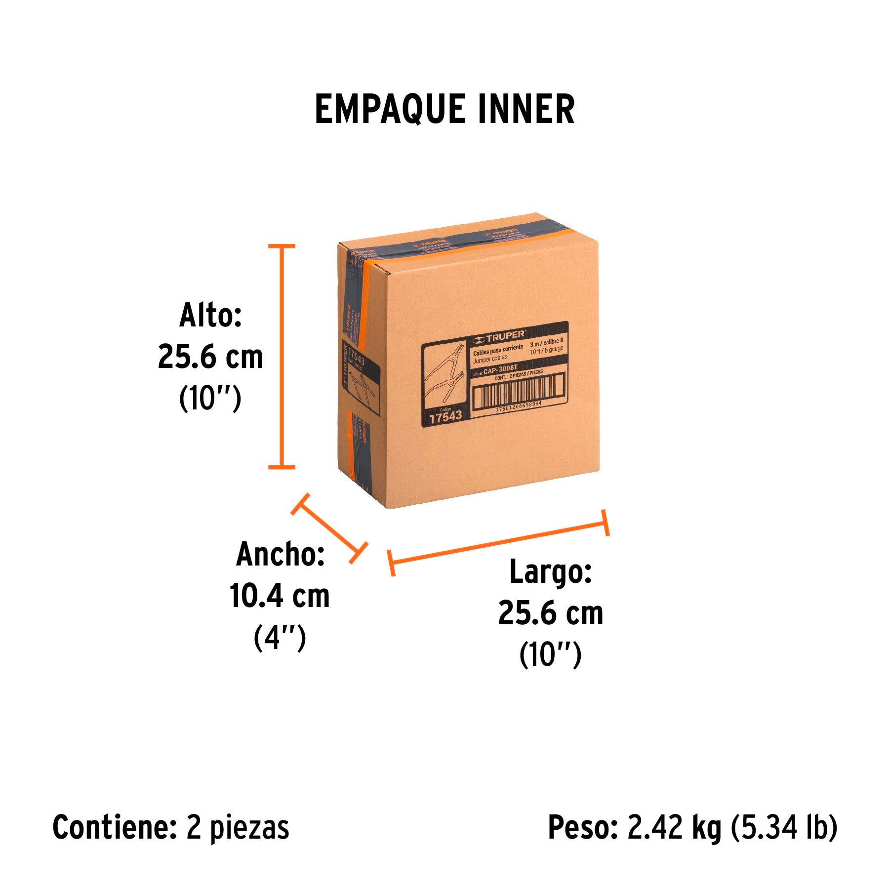 Cables pasa corriente 3 m 225 A 8 AWG con funda Truper