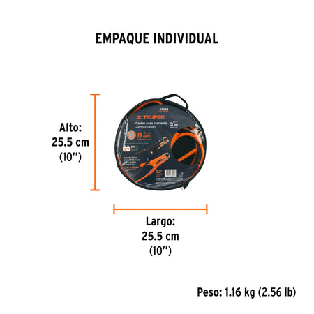 Cables pasa corriente 3 m 225 A 8 AWG con funda Truper