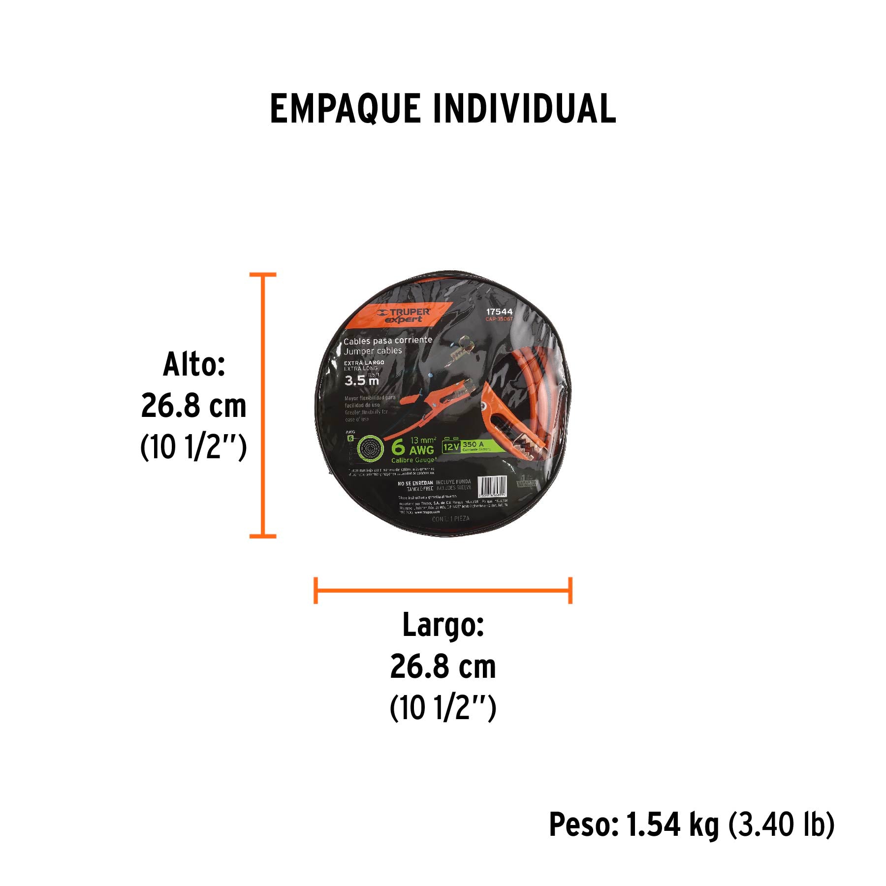 Cables pasa corriente 3.5 m 350 A 6 AWG con funda Expert