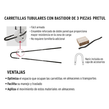 Carretilla 5.5 ft3 roja,imponchable,bastidor tubular, PRETUL