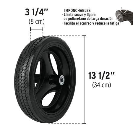 Carretilla 5.5 ft3 roja,imponchable,bastidor tubular, PRETUL