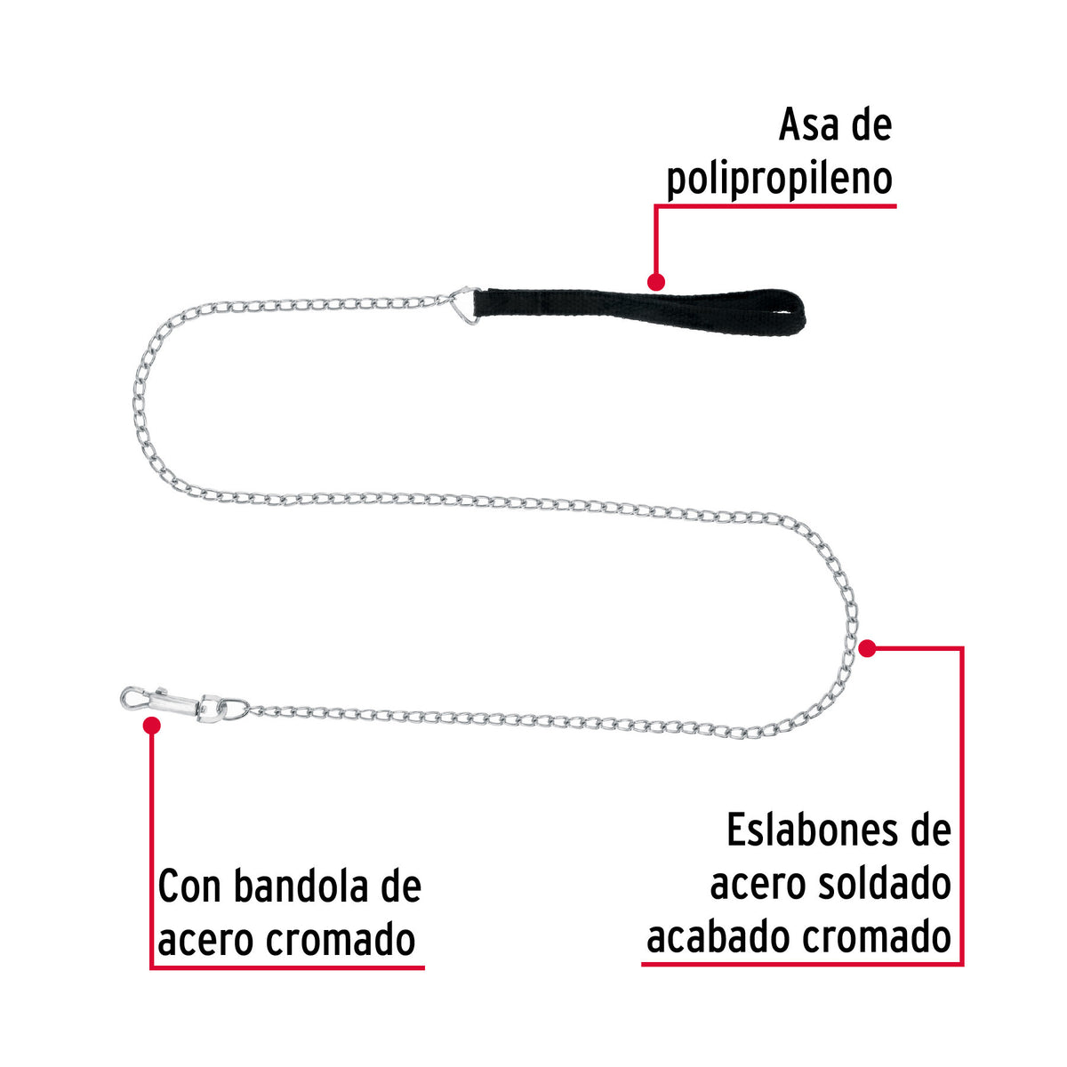 Cadena de paseo para perro de 1.2 m x 2 mm, FIERO 1.2 m, 2 mm