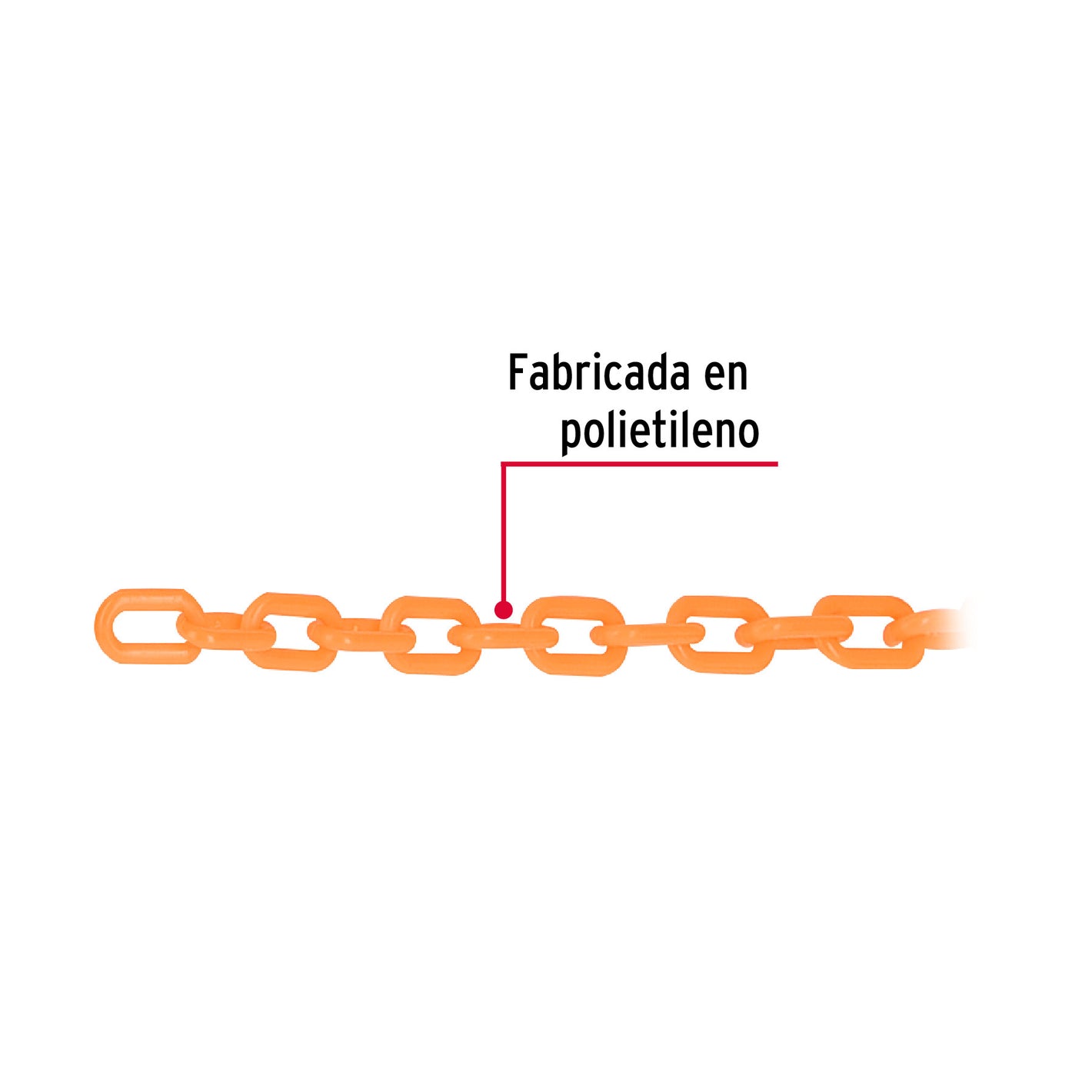 Metro de cadena de 3 mm de plástico naranja, carrete de 50 m 3 mm, 50 m, naranja