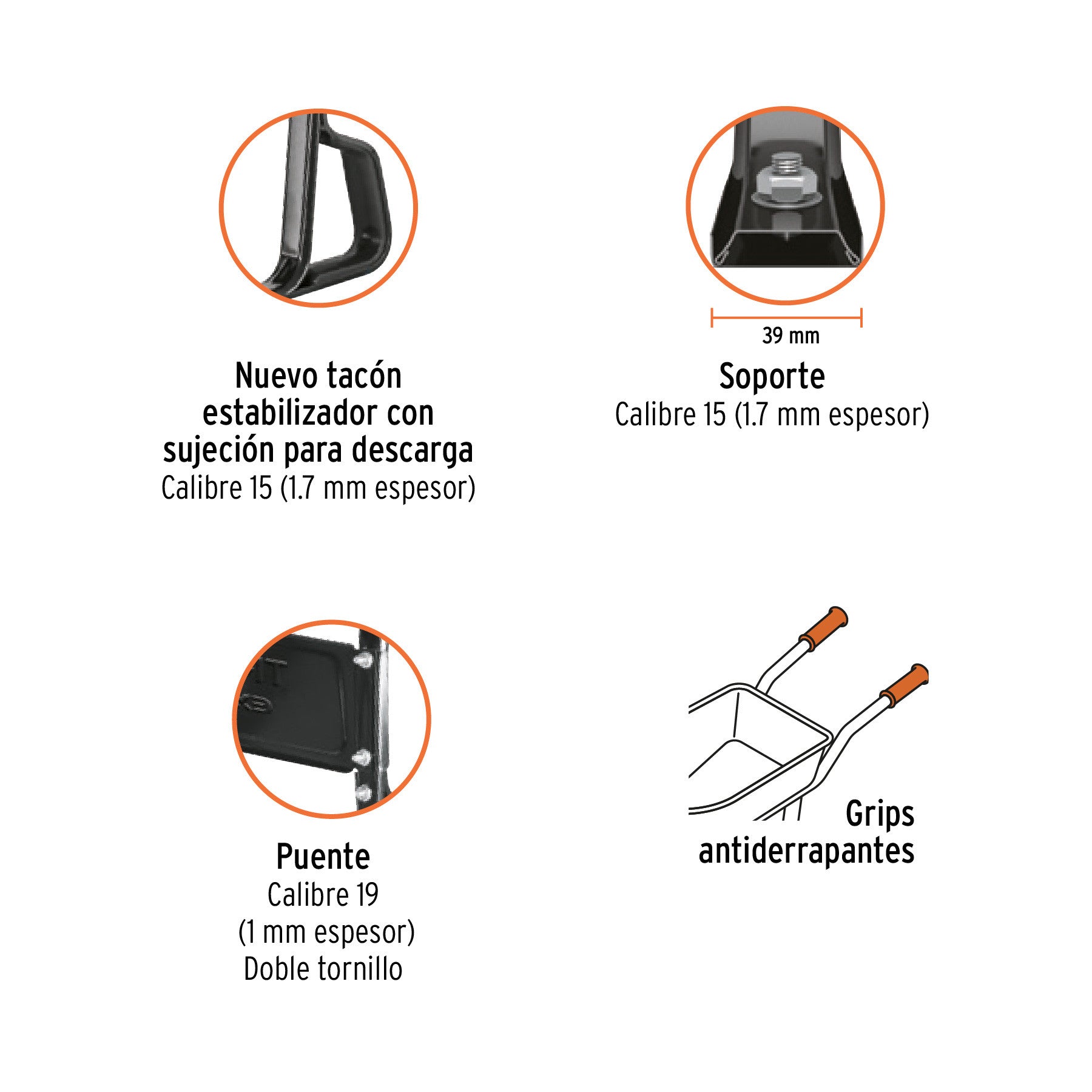 Carretilla 8 ft3 Neumática, bastidor tubular, Truper