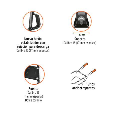 Carretilla 8 ft3 Neumática, bastidor tubular, Truper