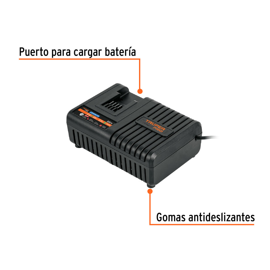 Cargador rapido de baterias de ion litio 20V TRUPER PRO