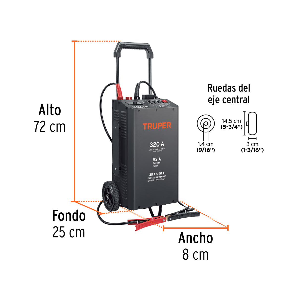 Cargador de baterías 52 A, arrancador de 320A, 12V/24V