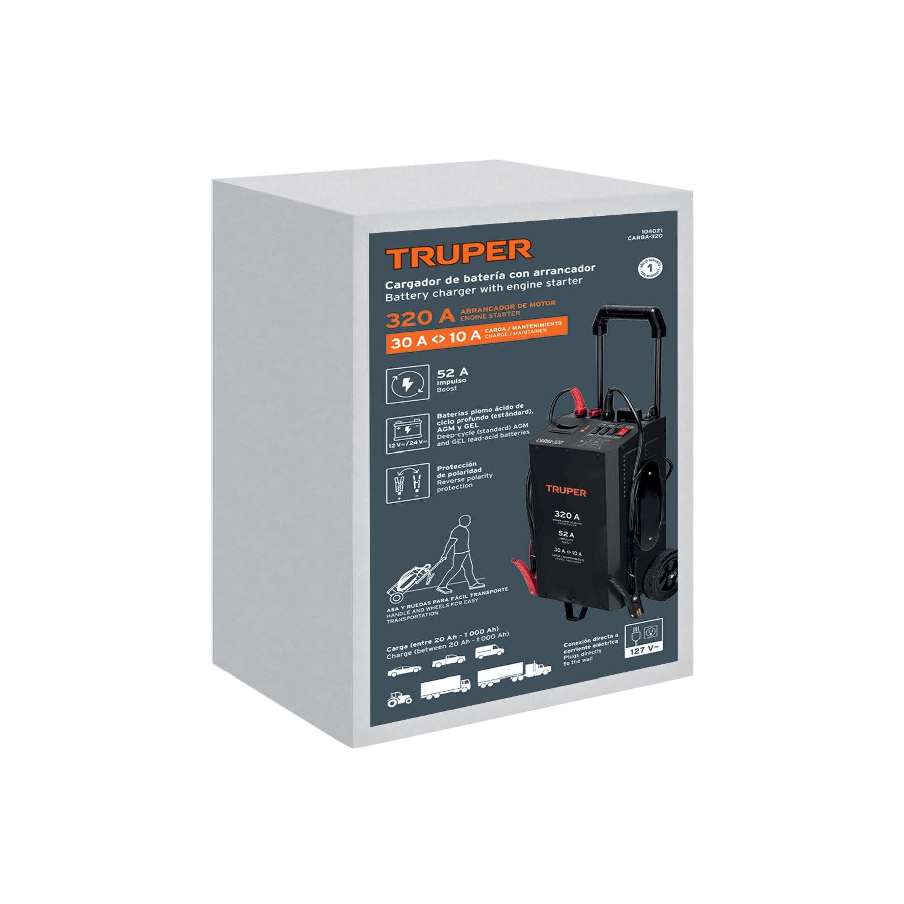 Cargador de baterías 52 A, arrancador de 320A, 12V/24V