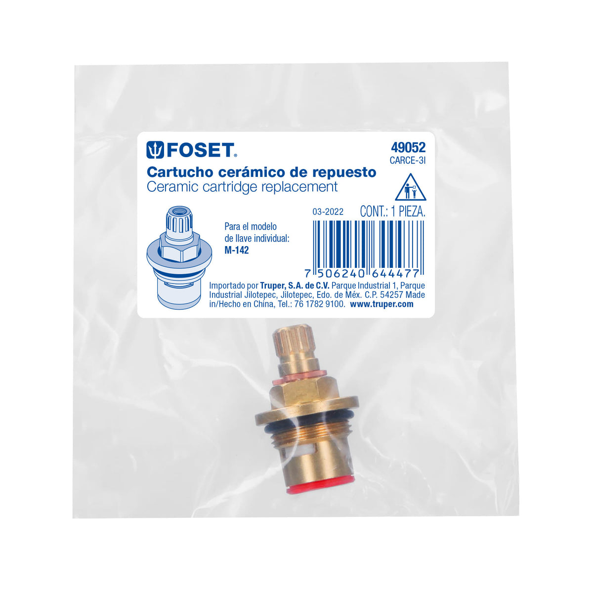 Cartucho cerámico para llave M-142, FOSET