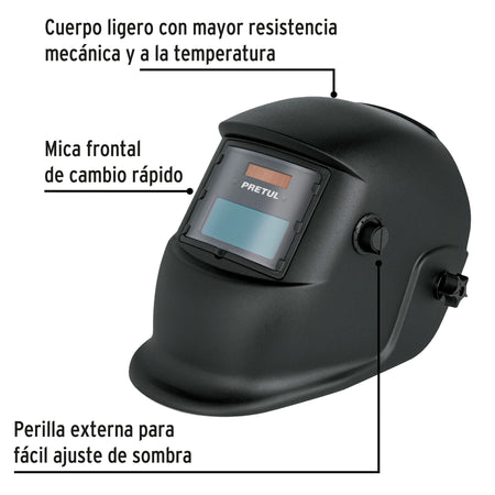 Careta electronica para soldar sombra 9-13 negra PRETUL