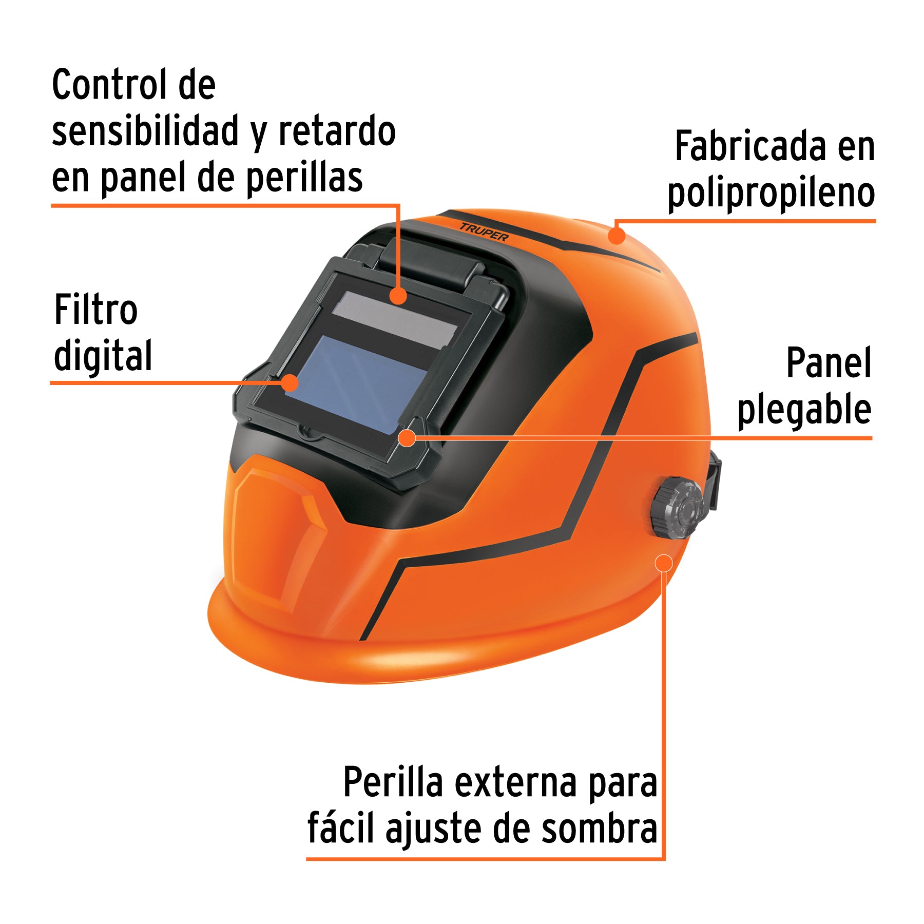 Careta electronica para soldar 9-13 panel digital TRUPER