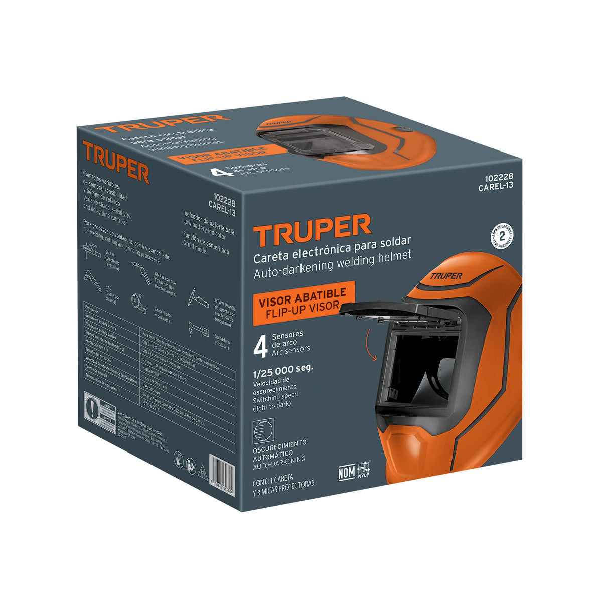 Careta electronica para soldar 9-13 panel digital TRUPER
