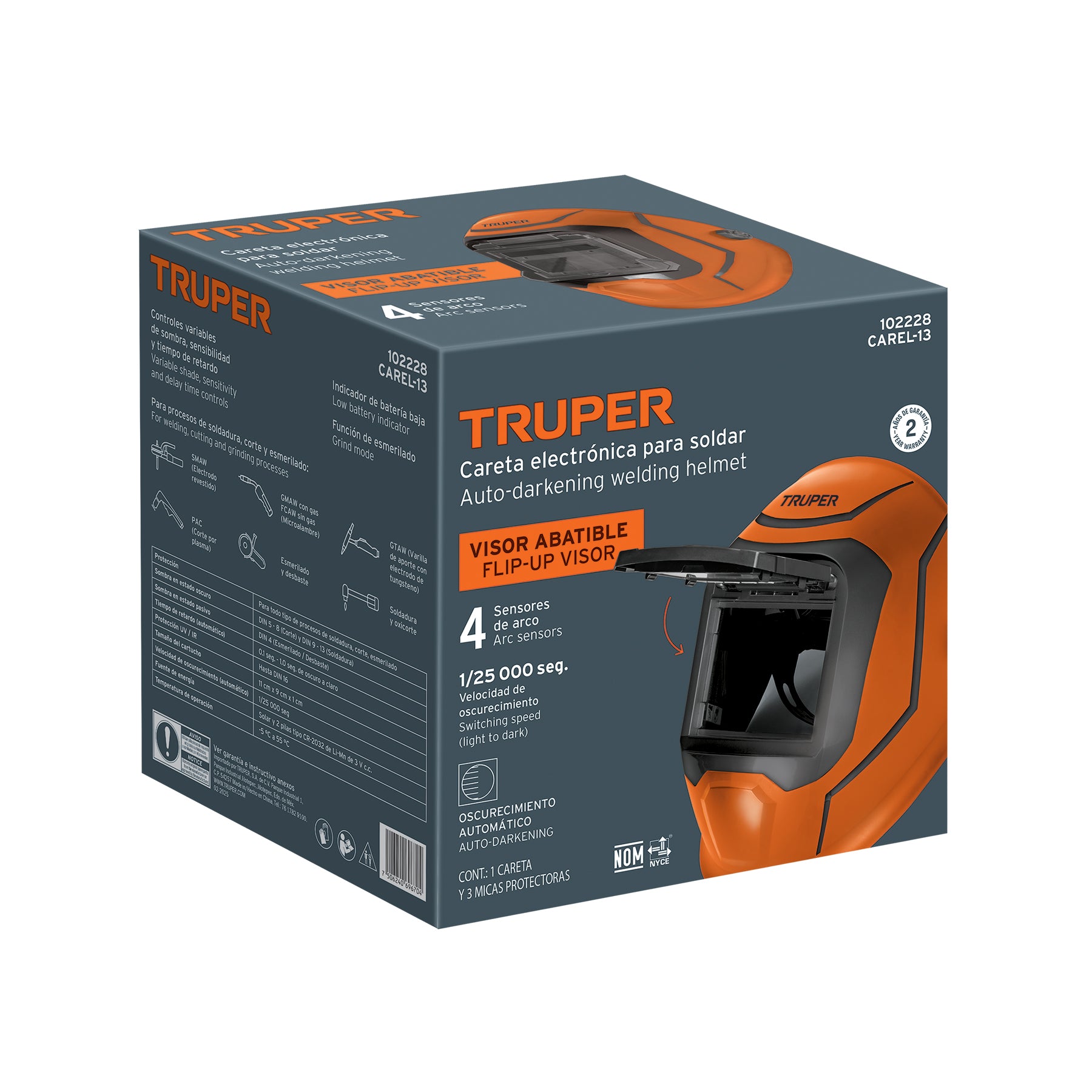 Careta electronica para soldar 9-13 panel digital TRUPER