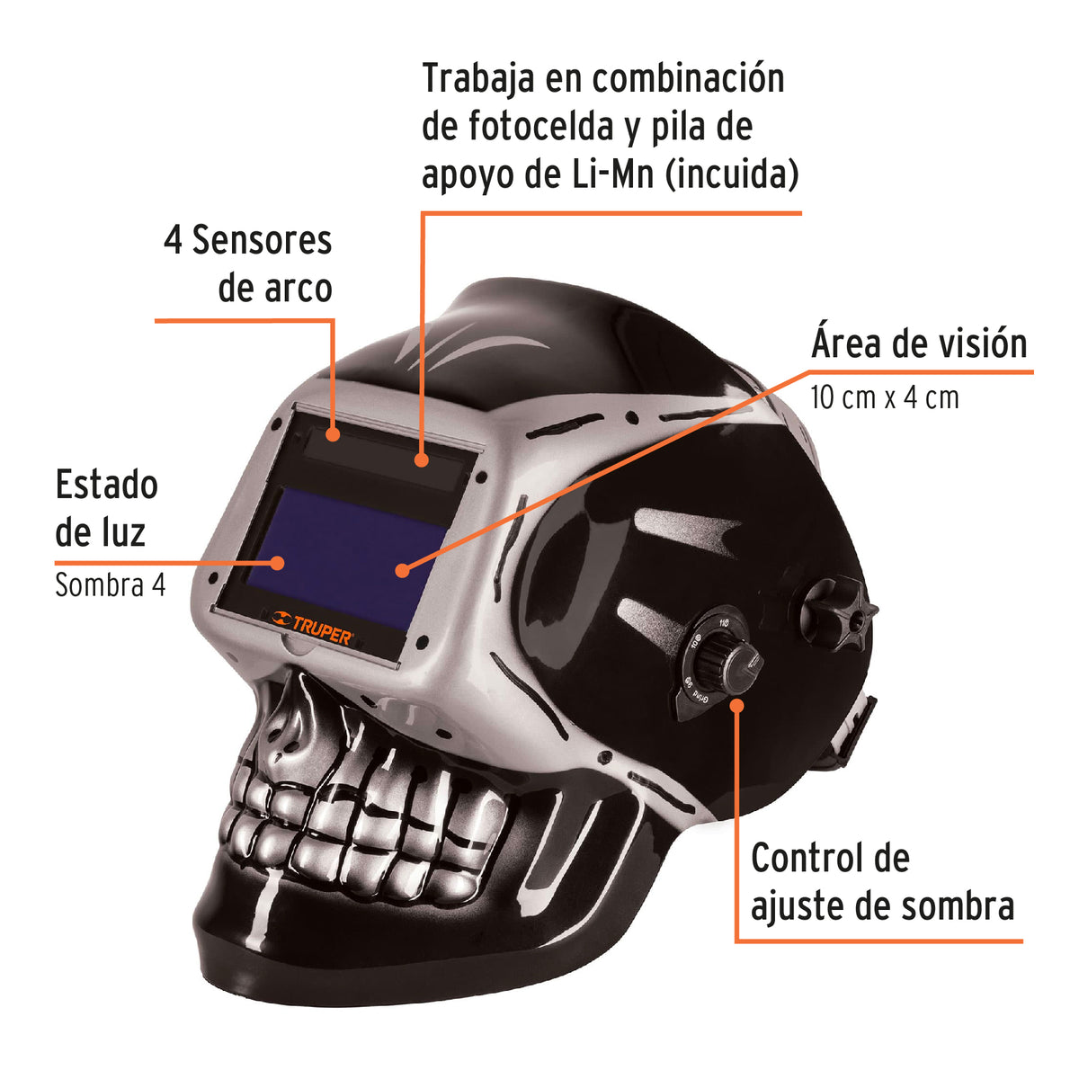 Careta electronica p/soldar panel digital calavera 9 a 13