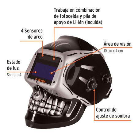 Careta electronica p/soldar panel digital calavera 9 a 13