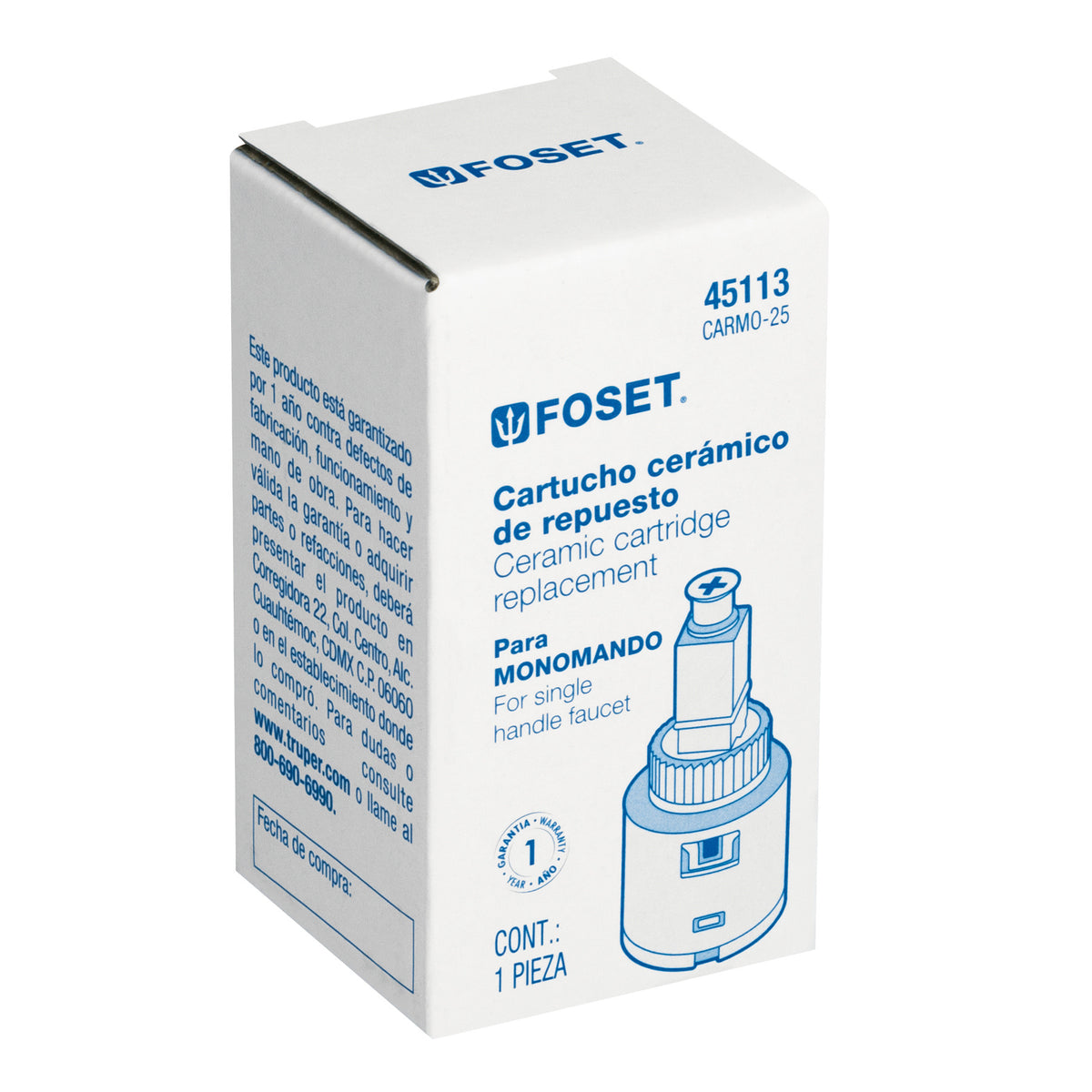 Cartucho cerámico monomando para lavabo AEM-45, FOSET
