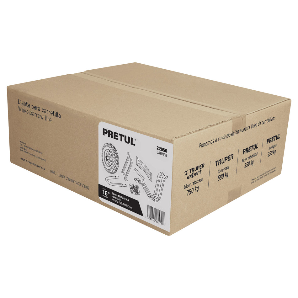 Caja c/llanta imponchable y acc. p/carretilla roja PRETUL