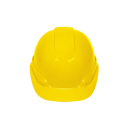 Casco de seguridad ventilado ajuste de matraca amarillo