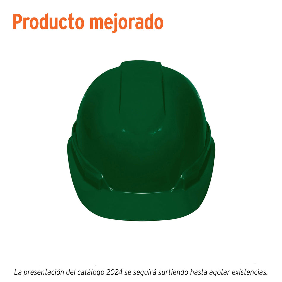 Casco de seguridad ventilado ajuste de matraca verde