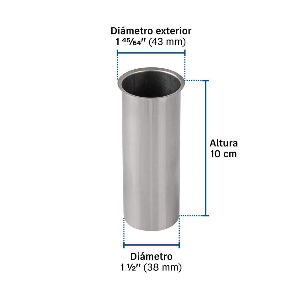 Casquillo de acero inoxidable para contracanasta,1-1/2",10cm