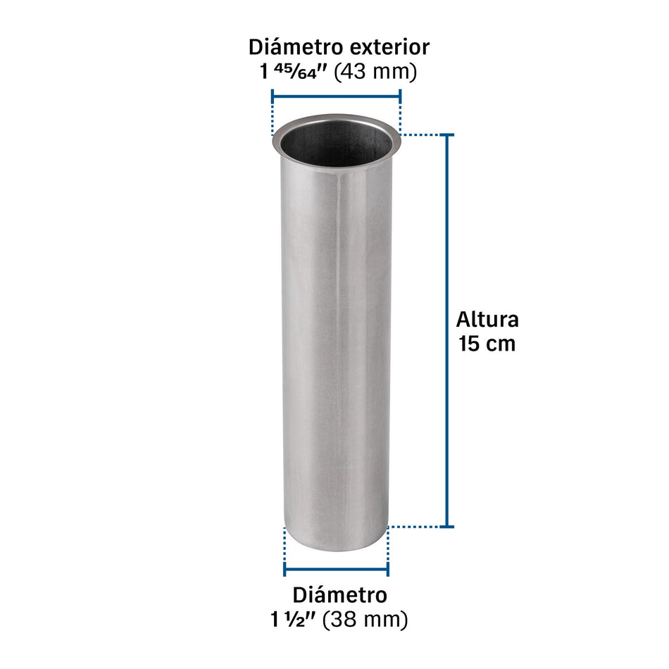 Casquillo de acero inoxidable para contracanasta,1-1/2",15cm