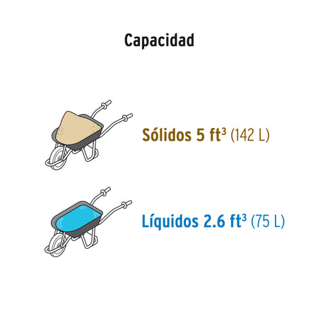 Carretilla 5 ft3 Imponchable, bastidor tubular, Truper