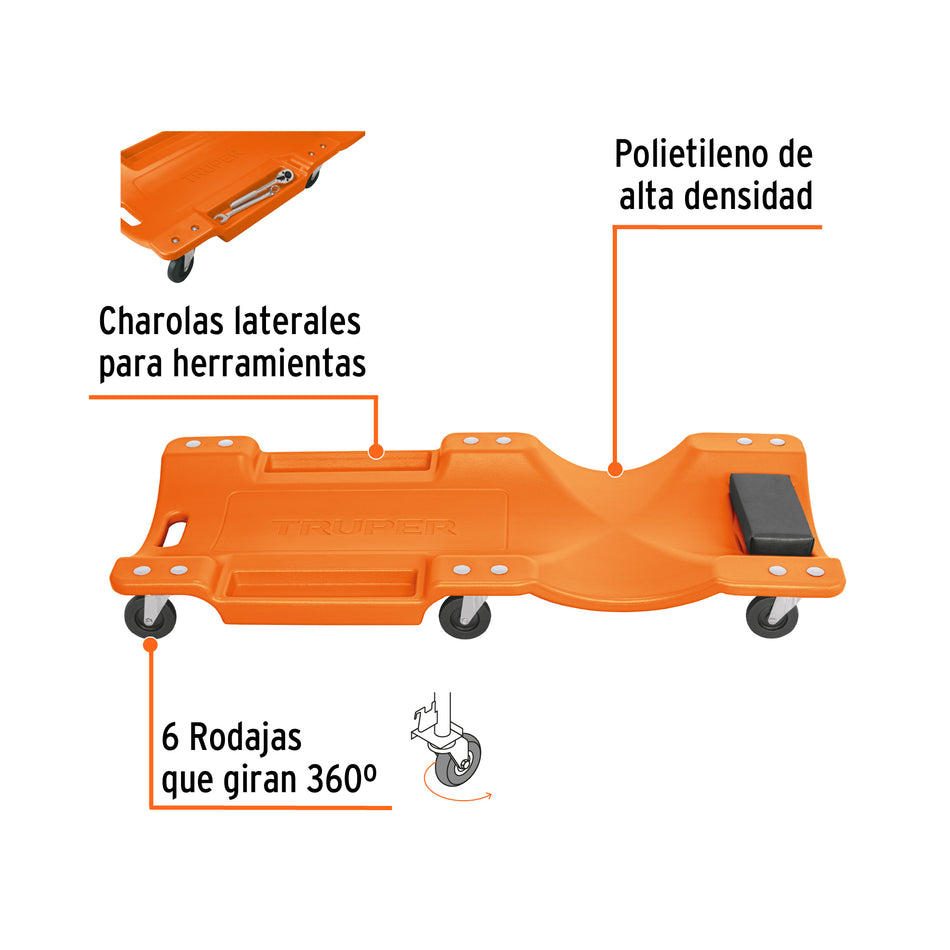 Cama de plastico 40" para mecanico Truper