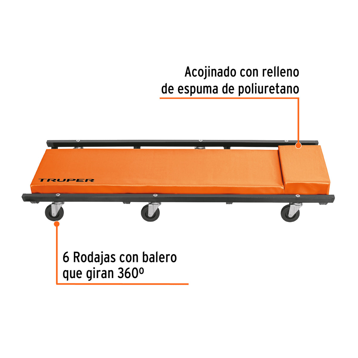 Cama de acero 40" para mecanico Truper