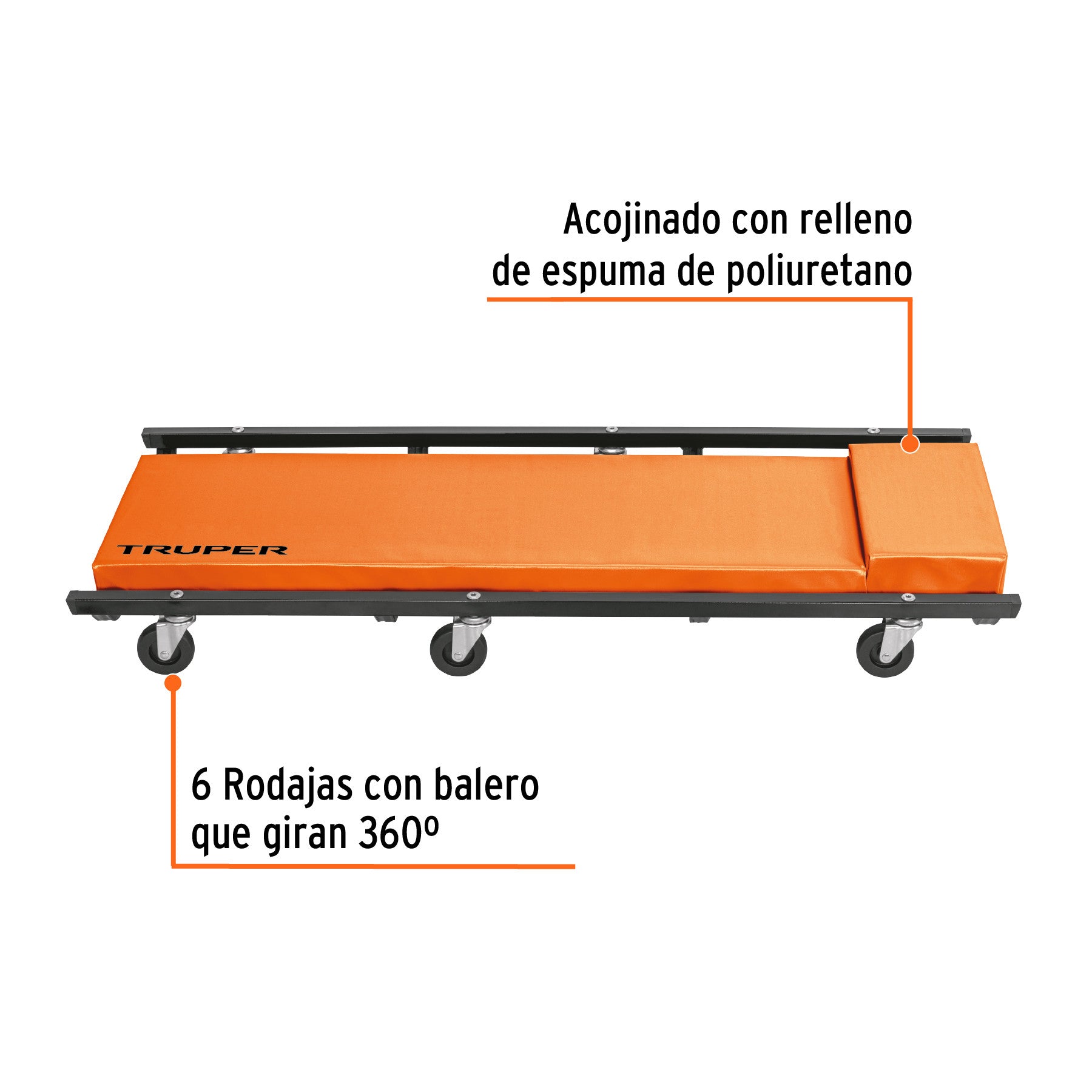Cama de acero 40" para mecanico Truper