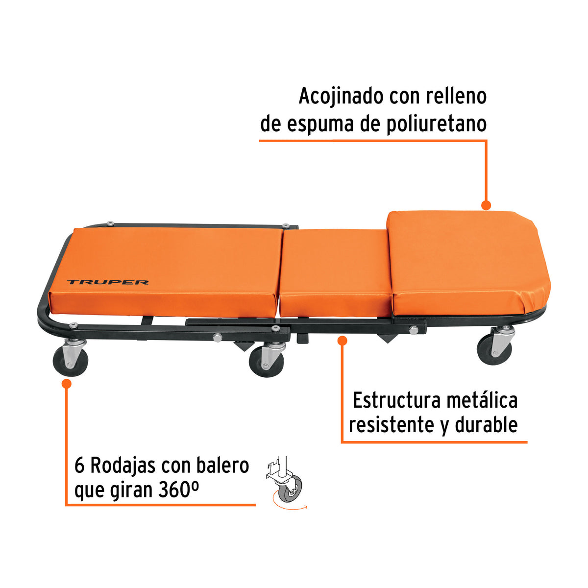 Cama / banco de 48' para mecánico, Truper